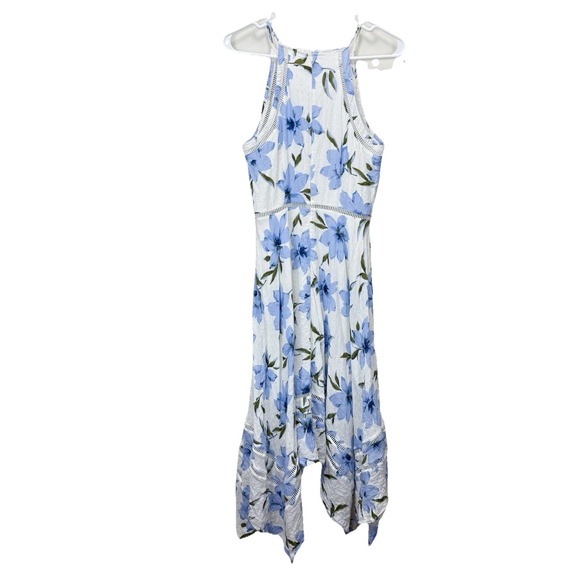 Lulus Zahara Blue White Floral Cotton Sleeveless Midi Dress Size SMALL - Picture 7 of 11